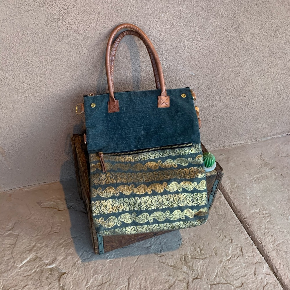 Mona B Drama Queen Canvas/Leather Tote